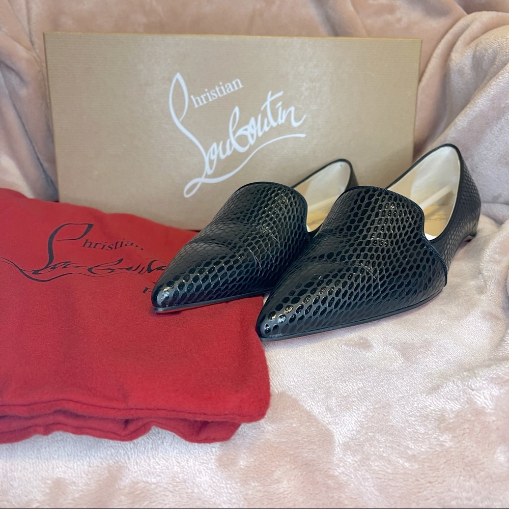 Christian Louboutin Kashasha Snake Print Flat Loafers